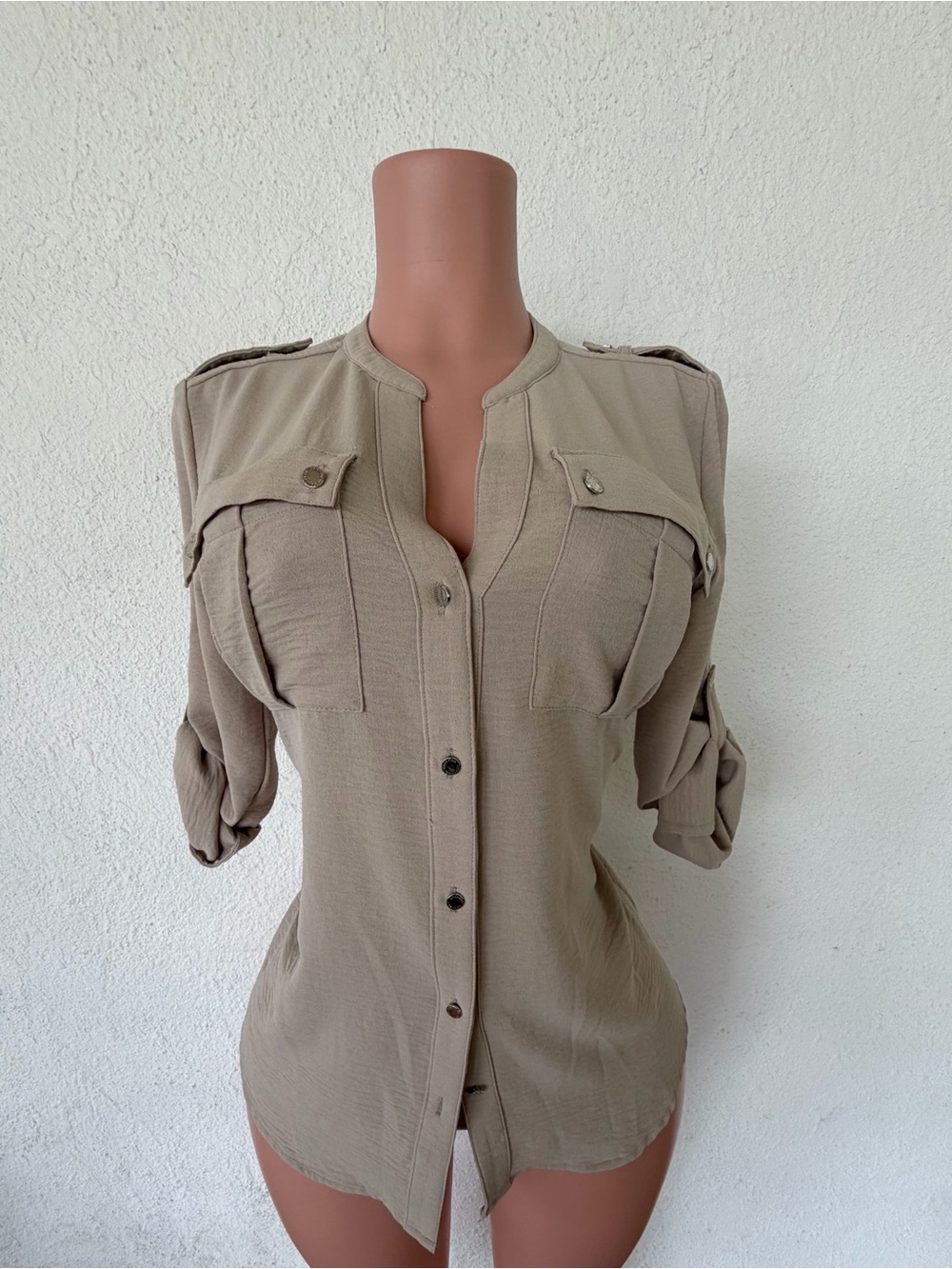 Calvin Klein Taupe Utility Button-Down Shirt